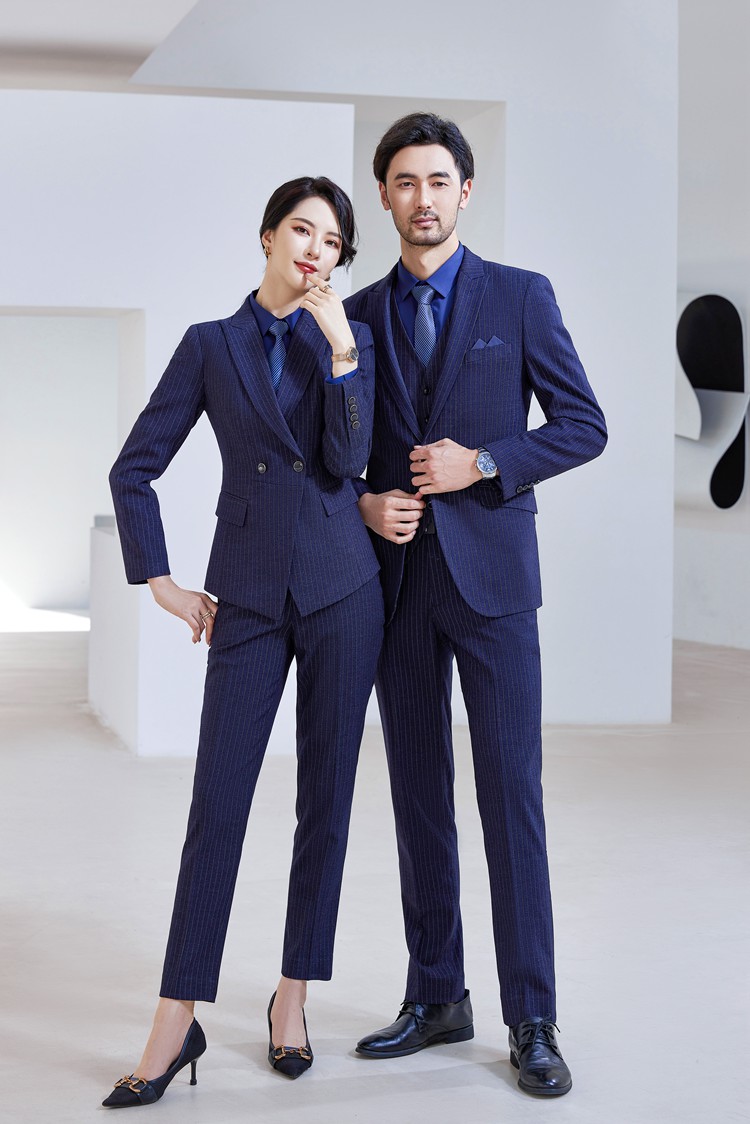 藏蓝竖纹西服定制套装